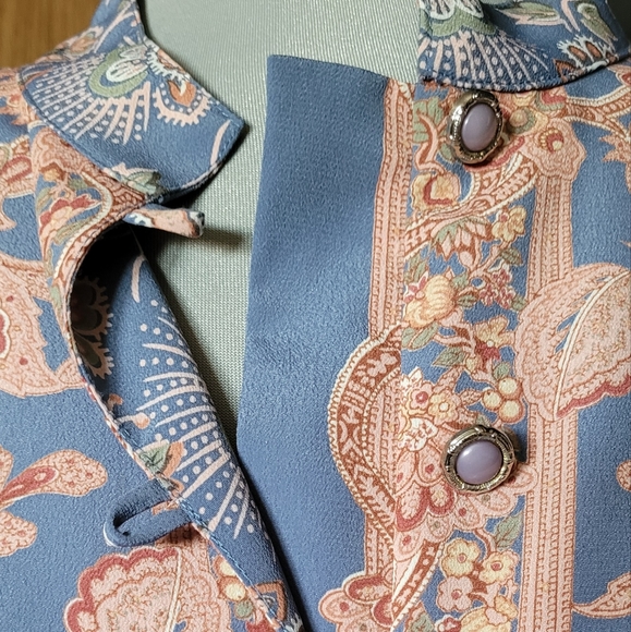 Large Tunic Style Blue and Pink Paisley Dress - Picture 4 of 4